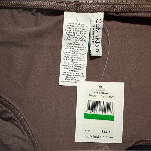 Calvin Klein Bikini Bottom Size Large in Smoke (like milk chocolate brown) NWT - Picture 6 of 7